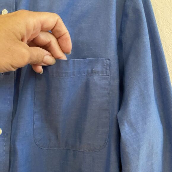 Nordstrom Mens Shop Blue Traditional Fit Non Iron Dress Shirt Sz 16 1/2 36 - Picture 3 of 13